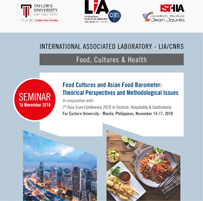 LIA CNRS: Seminar « Food Cultures and Asian Food Barometer: Theorical Perspectives and Methodological Issues » November 16, 2018 – Philippines